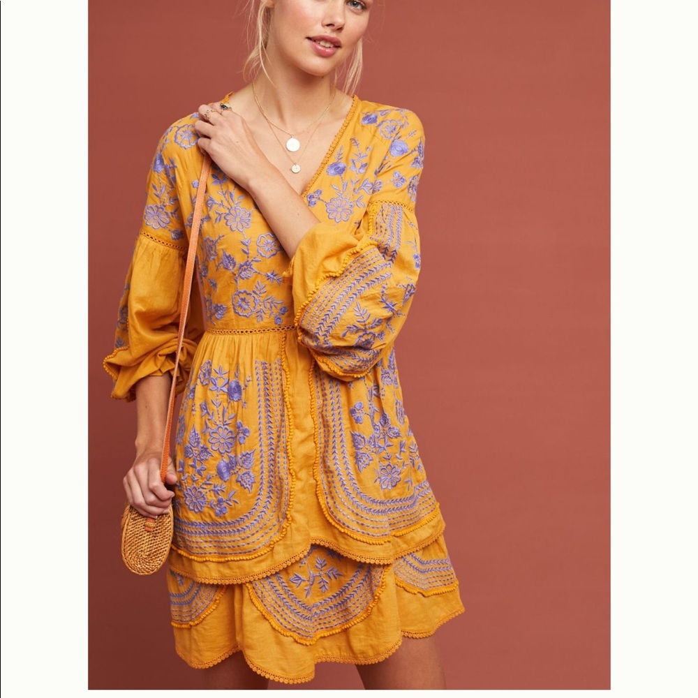 Anthropologie Meadow Rue Lisette Embroidered Tunic